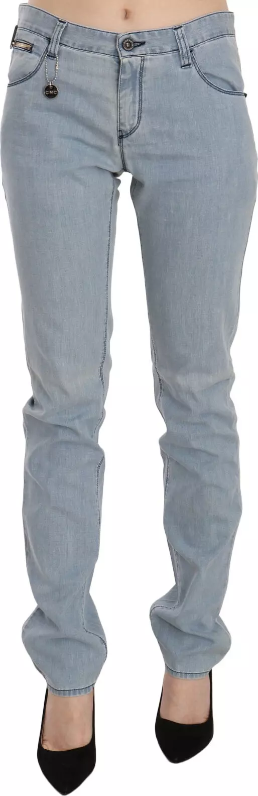 Light Blue Mid Waist Skinny Denim Jeans