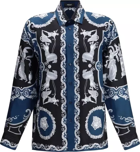 Blue Silk Pattern Shirt