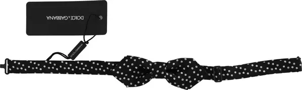 Black Polka Dots Silk Adjustable Neck Papillon Men Bow Tie