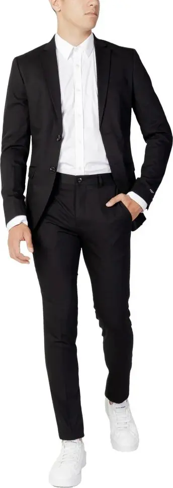 Black Polyester Two-Piece Suit