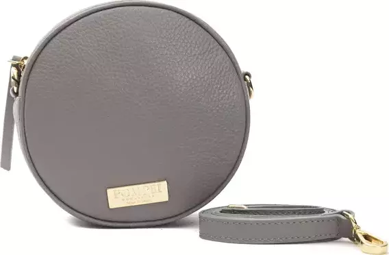 Gray Leather Women Crossbody Bag