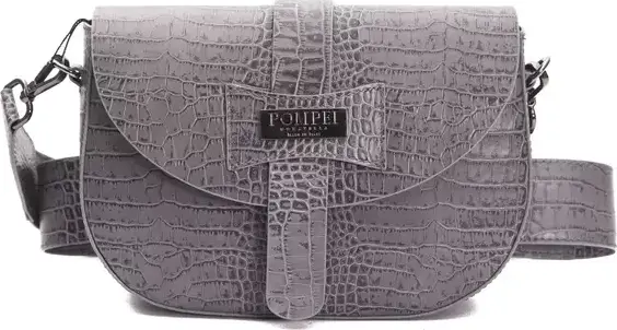 Gray Leather Women Crossbody Bag