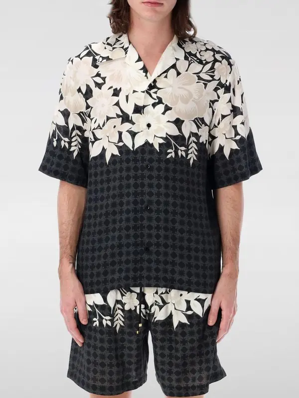 Black Silk Pattern Shirt