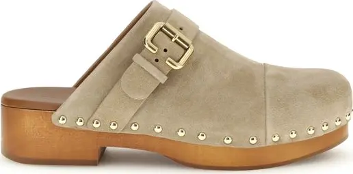 Beige Calf Leather Bos Taurus Clogs