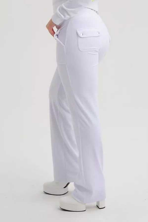 White Polyester Casual Pants