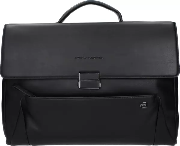 Black Leather Business And Laptop Bag
