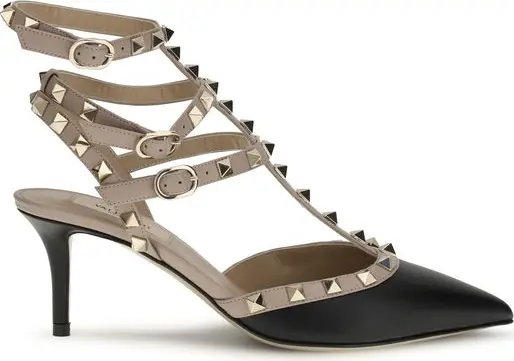 Black Calf Leather Bos Taurus Mid Heel Pumps