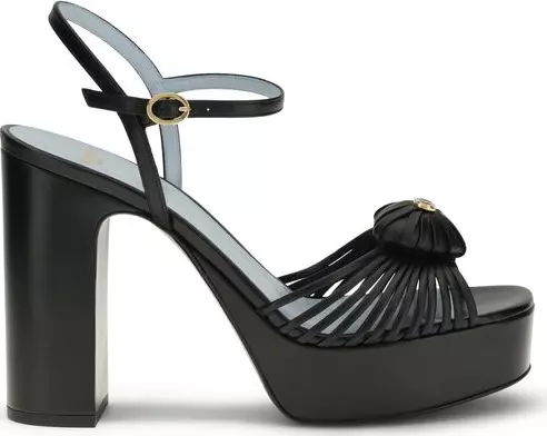 Black Goatskin Platform Sandals