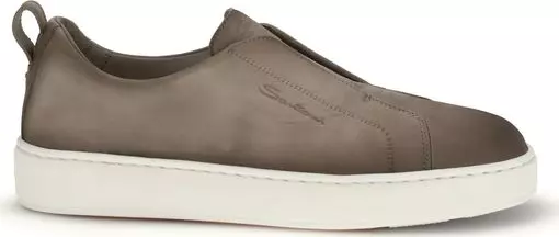 Beige Calf Leather Bos Taurus Low Top Sneakers