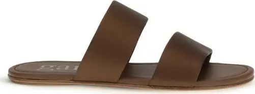 Brown Silk Flat Sandals