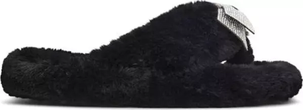 Black Polyester Slippers