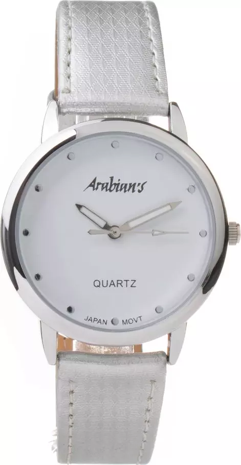 Silver Leather Dress Watch