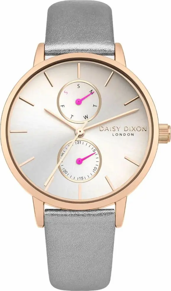 Gray Leather Dress Watch