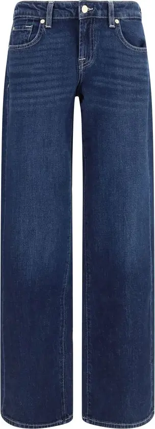 Blue Cotton Straight-Leg Jeans