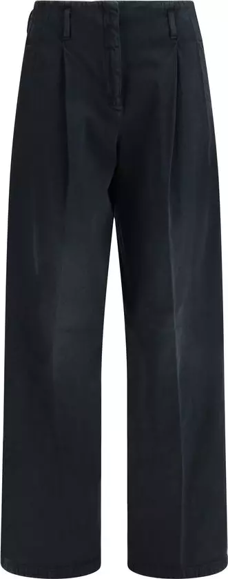 Black Cotton Casual Pants