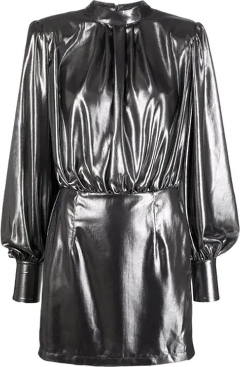 Silver Polyester Cocktail Dress