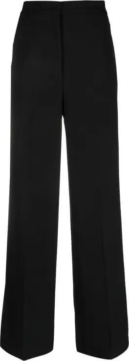 Black Elastane Casual Pants