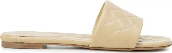 Beige Lamb Leather Flat Sandals