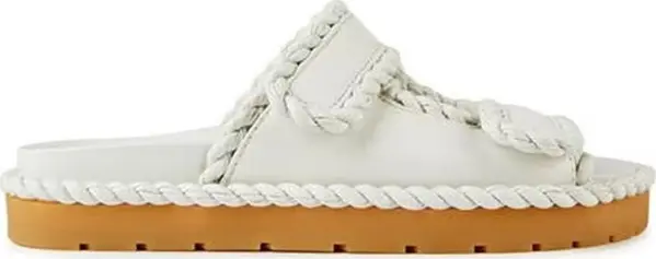 White Lamb Leather Flat Sandals