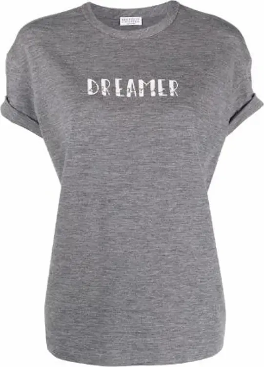 Gray Elastane T-Shirt