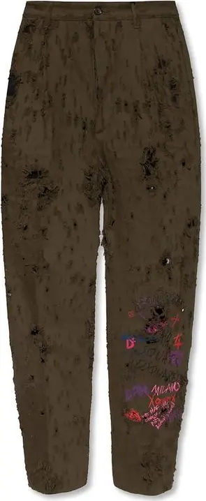Bicolor Cotton Casual Pants