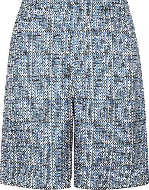 Blue Silk Bermuda Shorts