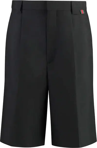 Black Polyester Bermuda Shorts