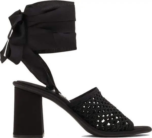 Black Fabric Platform Sandals