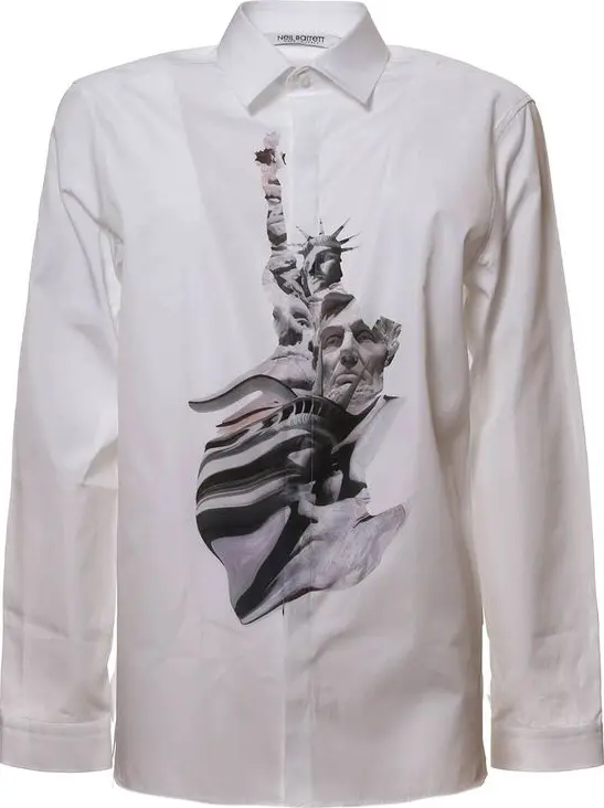 White Cotton Pattern Shirt