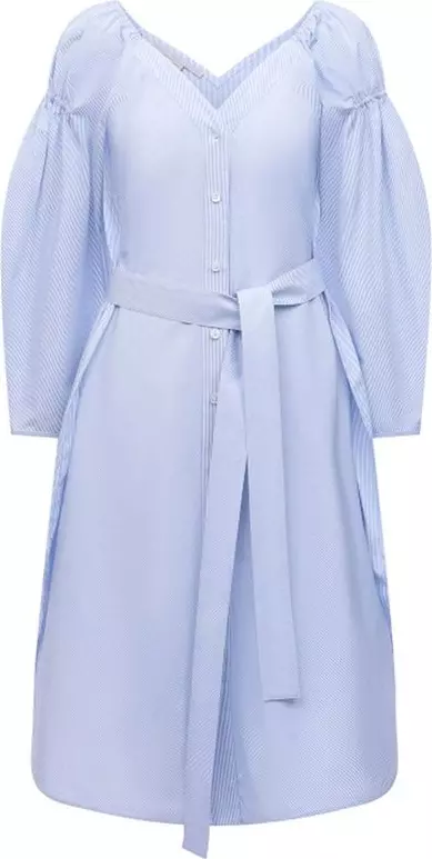 Blue Cotton Casual Dress