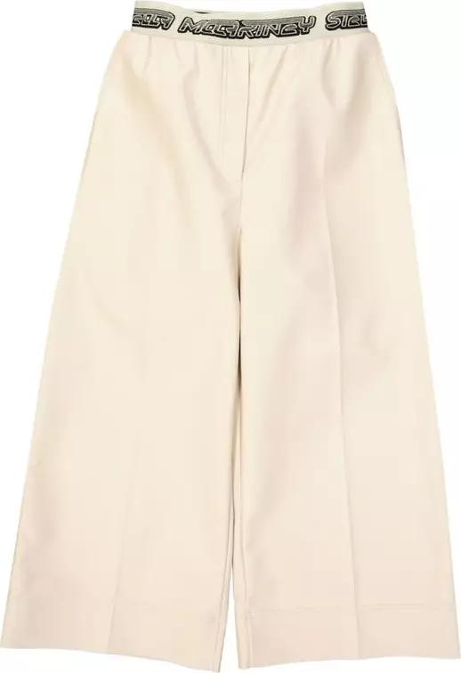 Beige Viscose Cropped Pants