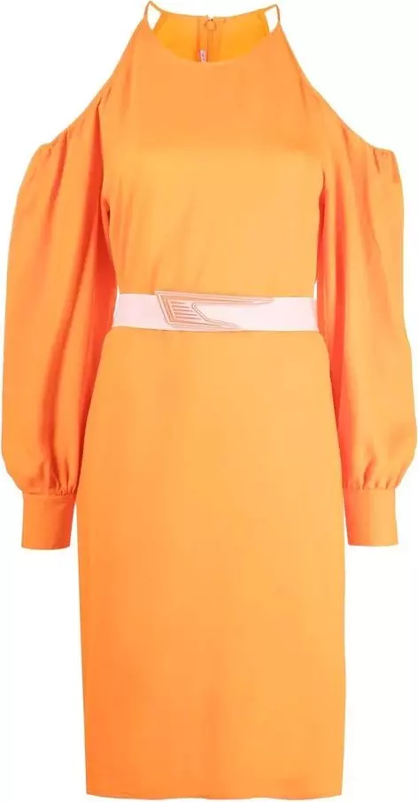 Orange Viscose Casual Dress