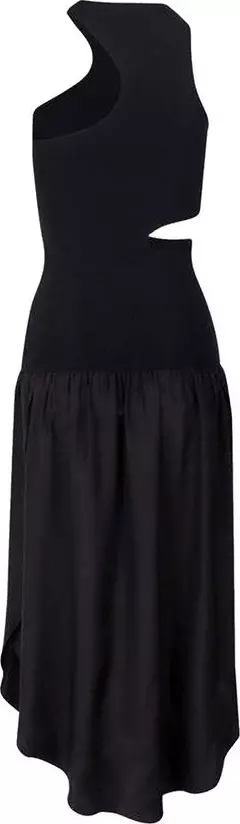 Black Silk Casual Dress