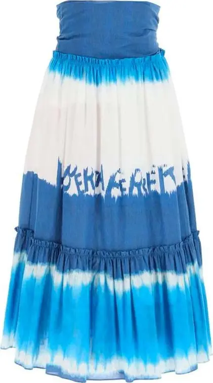 Blue Cotton Midi Skirt