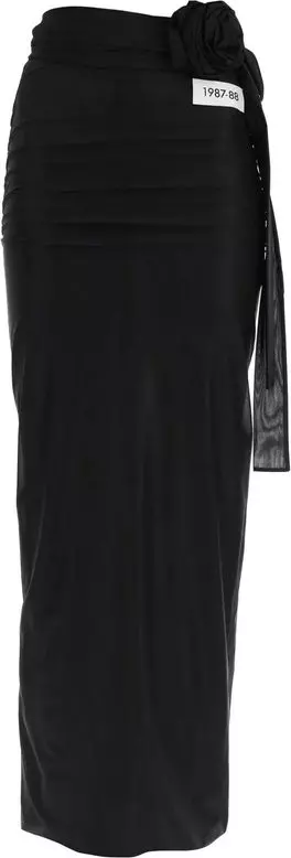 Black Elastane Long Skirt