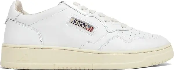 White Leather Low Top Sneakers