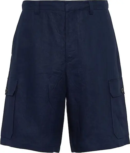 Blue Linen Bermuda Shorts