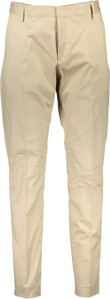 Beige Cotton Casual Pants