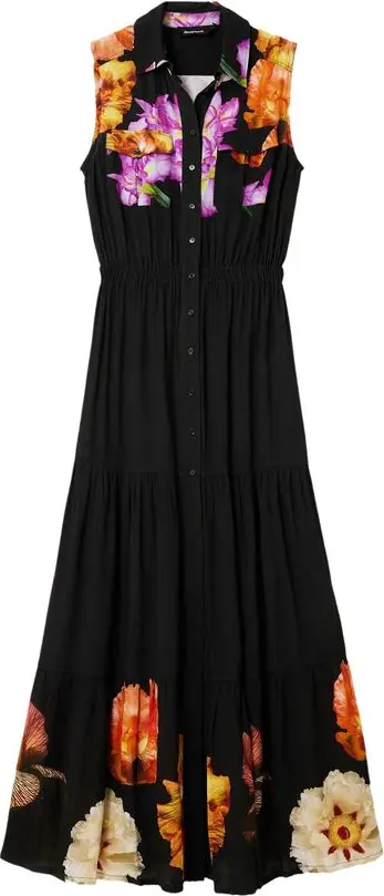 Black Viscose Casual Dress