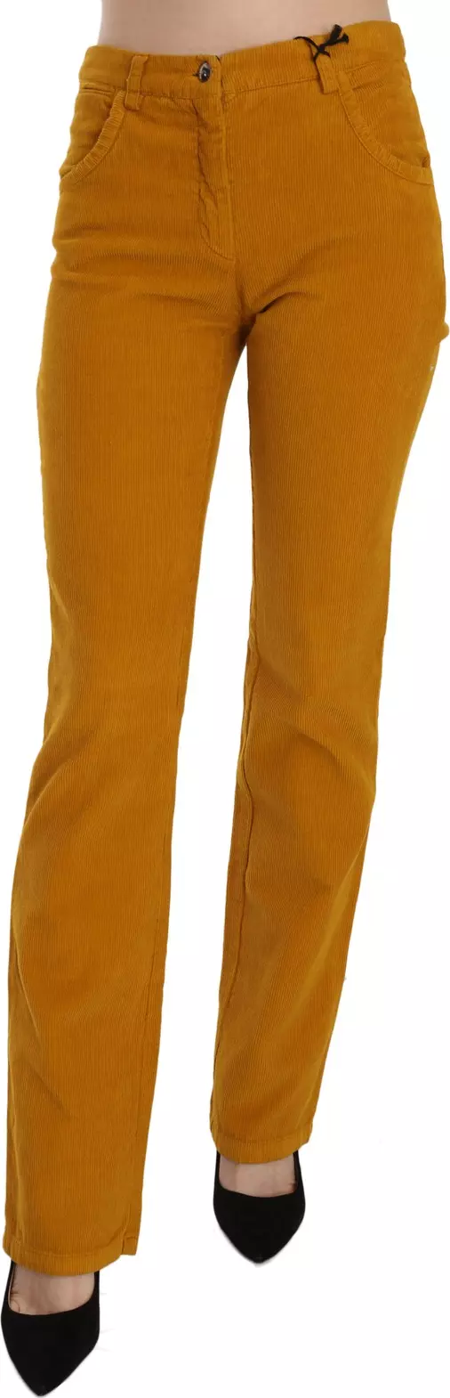 Orange High Waist Straight Trouser Pants