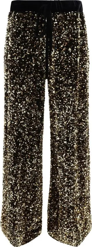 Gold Polyamide Casual Pants