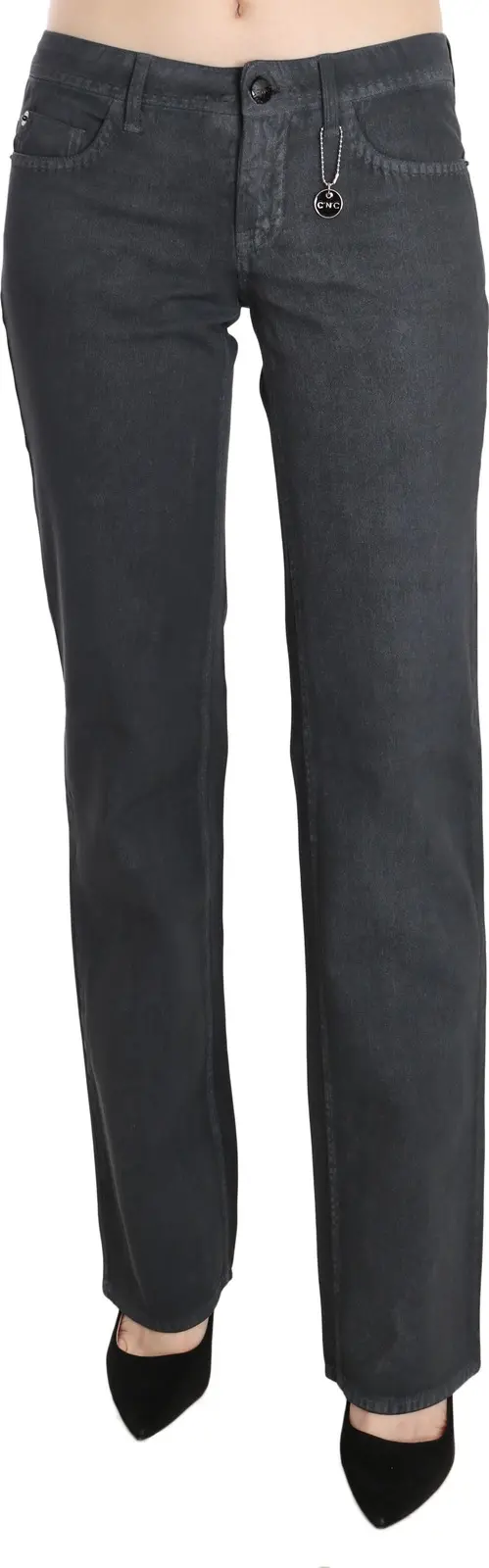 Gray Low Waist Straight Denim Pants Jeans