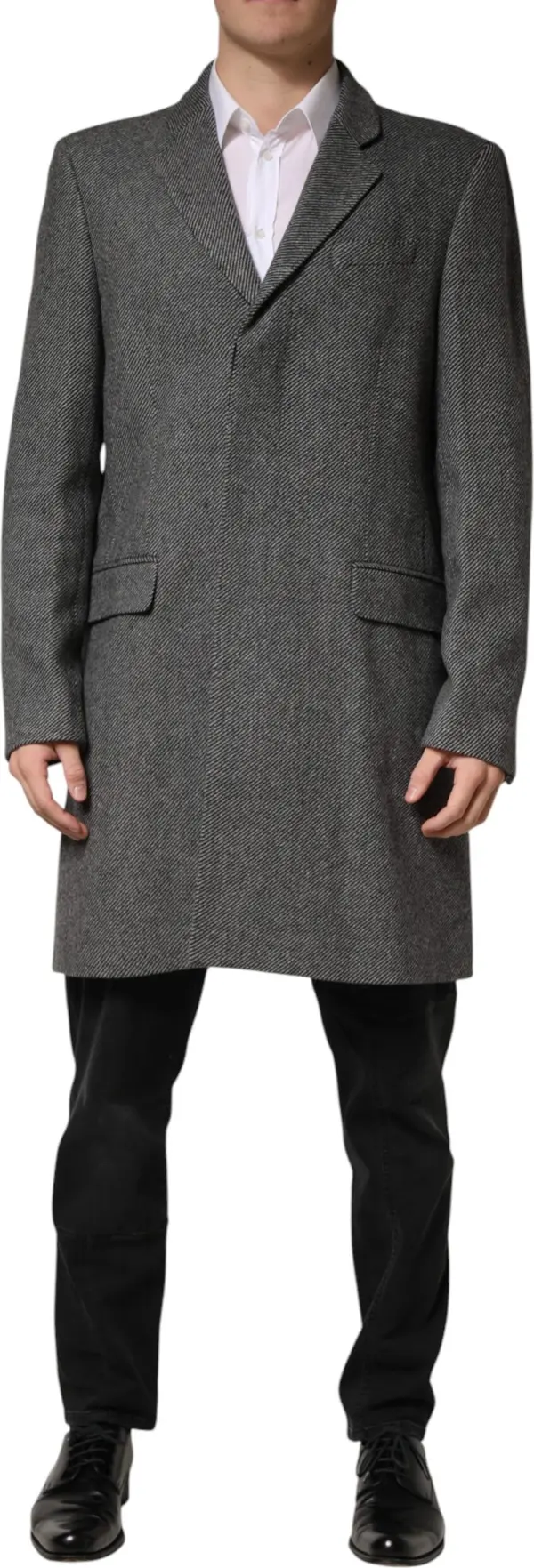 Gray Single Breasted Men Trench Coat Jacket