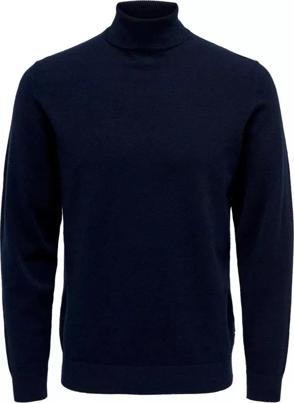 Blue Polyester Turtleneck