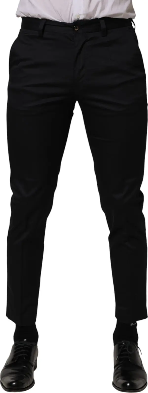Dark Blue Cotton Skinny Dress Trouser Pants