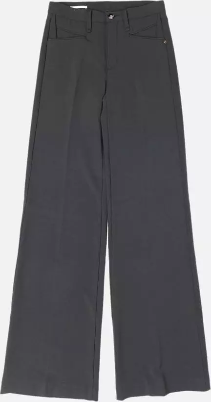 Gray Polyester Casual Pants
