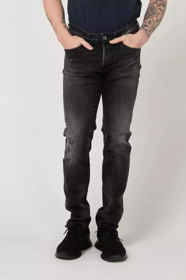 Black Cotton Slim Fit Jeans