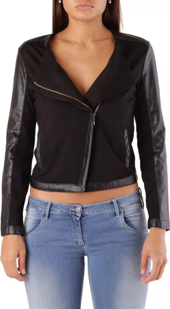 Black Viscose Biker Jacket