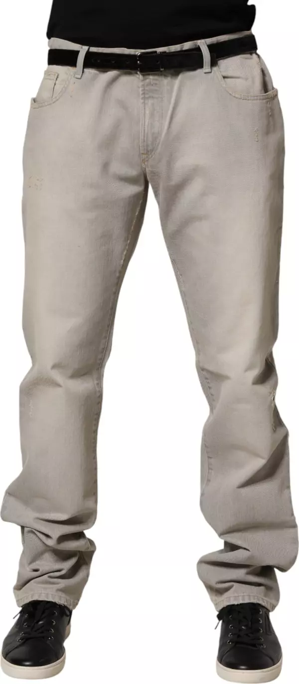 Light Gray Cotton Straight Denim Trouser Jeans