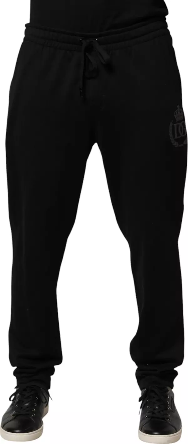 Black Logo Cotton Skinny Jogger Trouser Pants
